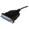 StarTech.com 6 pėdų USB į DB25 lygiagretų spausdintuvo adapterio kabelis - M/F, juodas, DB-25, USB A, 1,9 m, 100 g, 1900 mm