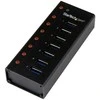 StarTech.com 7 prievadų USB 3.0 šakotuvas – stalinis arba prie sienos tvirtinamas metalinis korpusas~7 prievadų USB 3.0 šakotuvas (5 Gbps) – stalinis arba prie sienos tvirtinamas metalinis korpusas, USB 3.2 Gen 1 (3.1 Gen 1) B tipo, USB 3.2 Gen 1 (3.1 Gen 1) A tipo, 5000 Mbit/s, juodas, aliuminis, maitinimas
