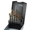 Thurmer Tools HSSE sriegiklis ir grąžtas drožlėms laužti M3-12 - Sriegiklis drožlėms laužti M3-12 su TiN grąžtu, 14 dalių rinkinyje