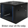 Toten 19 colių sieninė spintelė, 6U, 600 × 600, stiklinės durys, juoda