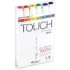 Touch Teptuko formos žymeklis, 6 vnt. pagrindinių spalvų, teptukas + vidutinio kampuotas galiukas
