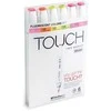 Touch Teptuko formos žymeklis, 6 vnt. fluorescencinių spalvų, teptukas + vidutinio kampuotas galiukas