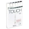 Touch Teptuko formos žymeklis, 6 vnt. pilkų spalvų, teptukas + vidutinio kampuotas galiukas