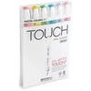 Touch Teptuko formos žymeklis, 6 vnt. pastelinių spalvų, teptukas + vidutinio kampuoto galiuko