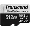 Atminties kortelė Karta Transcend 340S Micro SDXC 512 GB Class 10 UHS-I/U3 A2 V30 (TS512GUSD340S)