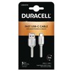 Duracell 1M USB C tipo į USB 3.0 kabelis, 1 m, USB A, USB C, 3.2 Gen 1 (3.1 Gen 1), 5 Gbit/s, baltas