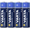 Varta -4906/4B, Vienkartinės baterijos, AA, Šarminės, 1,5 V, 4 vnt., Mėlyna, Auksinė