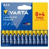 Varta 04903 121 772, Vienkartinės baterijos, AAA, Šarminės, 1,5 V, 12 vnt., 44,5 mm
