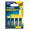 Varta Energy AAA, Vienkartinės baterijos, AAA, Šarminės, 1,5 V, 4 vnt., 44,5 mm