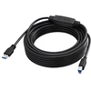 Vision 10 m USB 3.0 kabelis - aktyvus stiprintuvas kabelio viduje - nikeliuoti jungtys - pralaidumas 5 Gbps - USB A (m) į USB B (m) - skersmuo 5,5 mm - 28+24 awg - juoda (TC 10MUSB3.0+/BL)