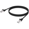 Vision RJ45 (m) zu RJ45 (m) - STP geschirmtes Twisted-Pair-Kabelis - CAT 6a - 10 Gbps - 24 AWG - mit Knickschutz - 1 m - juodas