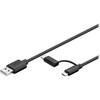 Wentronic Goobay USB-A – microUSB + USB-C USB laidas 1 m juodas (71892)