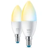 WiZ Žvakės formos lempa, 2 vnt. pakelis – išmanusis LED apšvietimas – nuo šiltos iki vėsios baltos šviesos – E14 – 40W – Matinė – Wi-Fi