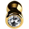 Gold Auksinis analinis kištukas TOYFA Metalas su balta apvalios formos brangakmeniu, ilgis 7 cm, skersmuo 2-3,5 cm, svoris 140 gr