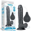 „Lovetoy“ didelis juodas penis su siurbtuku ir ejakuliacijos dildu