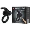 Pretty Love Male Pretty Love Eudora Silicone Vibrating Juodas Ring with Dual Stimulator