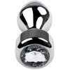 Metalas by TOYFA, Analinis kištukas, metalinis, sidabrinis, su deimantiniu kristalu, 9,5 cm, O 3,5 cm, 130 g
