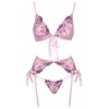 Rožinė kissable Embroidered Floral Lingerie Set L/XL - Light Rožinė, 3-Piece