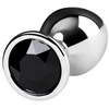 Sidabrinis anal plug TOYFA Metal with juodas round-shaped gem