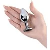Sidabrinis anal plug TOYFA Metal with juodas round-shaped gem