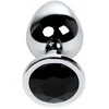 Sidabrinis anal plug TOYFA Metal with juodas round-shaped gem