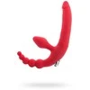 Toyfa Juoda ir raudona, dirželis be diržo su vibro kulka, atsparus drėgmei, silikonas, raudonas 35 cm