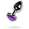 Toyfa Sidabrinis anal plug with violetinė gem heart-shaped