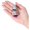 Toyfa Sidabrinis anal plug with violetinė gem heart-shaped