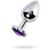 Toyfa Sidabrinis anal plug with violetinė gem heart-shaped