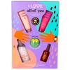 All Of You Set I Love: Coconut Kisses Hydrating Losjonas kūnui, 75 ml + Pina Colada Bath Bomb, 120 g + Golden Sands Refreshing Body Purškiklis, 100 ml + Sweet Treats Hydrating Dušo želė For All Skin Types, 75 ml + Cosy Night's Hydrating Dušo želė For All Skin T