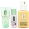 „Graiki oda“ – pradėkite čia. 3 žingsnių rinkinys „Clinique“: „Dramatically Different“ losjonas + drėkinamasis dieninis ir naktinis veido losjonas be kvapiklių, 125 ml + „Clinique“ valomasis skystas muilas veidui, 30 ml + „Gaivinantis 2“ valomasis veido losjonas, 30 ml