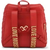 Moschino, Love, dirbtinės odos, tekstilinė kuprinė, Raudona, 2 kišenės, moterims
