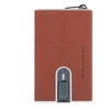 Piquadro, Juodas Square, Leather Card Holder, Square Sliding System, Brown, Unisex