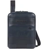 Piquadro, Obidos, Leather Crossbody Bag, Mėlyna, 17 x 22 x 5.00 cm, For Men