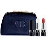 Set Christian Dior: Couture Colour Velvet Kreminis Lipstick 720 Icone Papildomas 3.5 ml + Couture Colour Lūpų balzamas 000 Diornatural Refill 3.5 g + Textile Makeup Bag Mėlyna