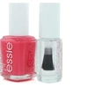 Rinkinys „Essie“: nagų lakas „Vegan Glossy Shine Finish“ 72 Peach Daiquiri 13,5 ml + nagų priežiūra - „Good To Go Top Coat“ nagų stiprinimo lakas, 5 ml