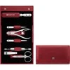 ZWILLING CLASSIC INOX Manikiūro rinkinys - raudonas odinis dėklas, 7 elementai