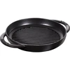 STAUB Apvali ketaus grilio keptuvė su dviem rankenomis, 22 cm, juoda