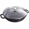 STAUB Ketaus wok su dangteliu 30 cm, juoda
