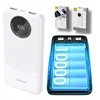 Baltas powerbankas 10000 mAh – greitas PD 22.5W įkrovimas, USB-A/C, LED ekranas