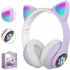 Belaidės Bluetooth ausinės vaikams JST-28 su RGB katės ausimis