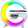 LED RGB naktinė lempa su „Bluetooth“ kolonėle ir QI belaidžiu įkrovikliu