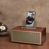 Medinė retro stiliaus „Bluetooth“ kolonėlė su radiju, 8 W galia ir bosu