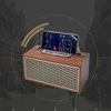 Medinė retro stiliaus „Bluetooth“ kolonėlė su radiju, 8 W galia ir bosu