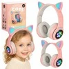 Šviečiančios belaidės ausinės su katės ausimis, LED ir Bluetooth