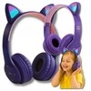 Vaikiškos belaidės Bluetooth on-ear ausinės su katės ausimis ir RGB LED
