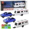 Automobilis su kemperiu Die-Cast, mėlynas