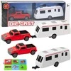 Automobilis su kemperiu Die-Cast, raudonas