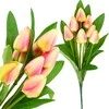 Dirbtinių tulpių puokštė, 9 vnt., rožinė/kreminė