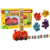 Domino kaladėlių žaidimas su dinozauro automobiliu, raudonas